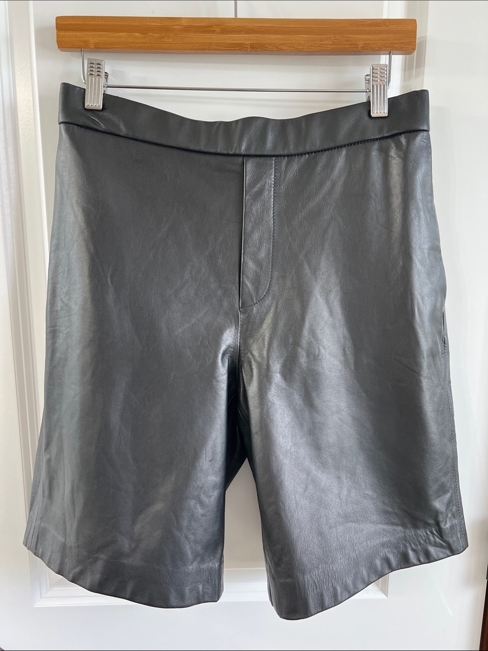 AllSaints Black Leather Shorts